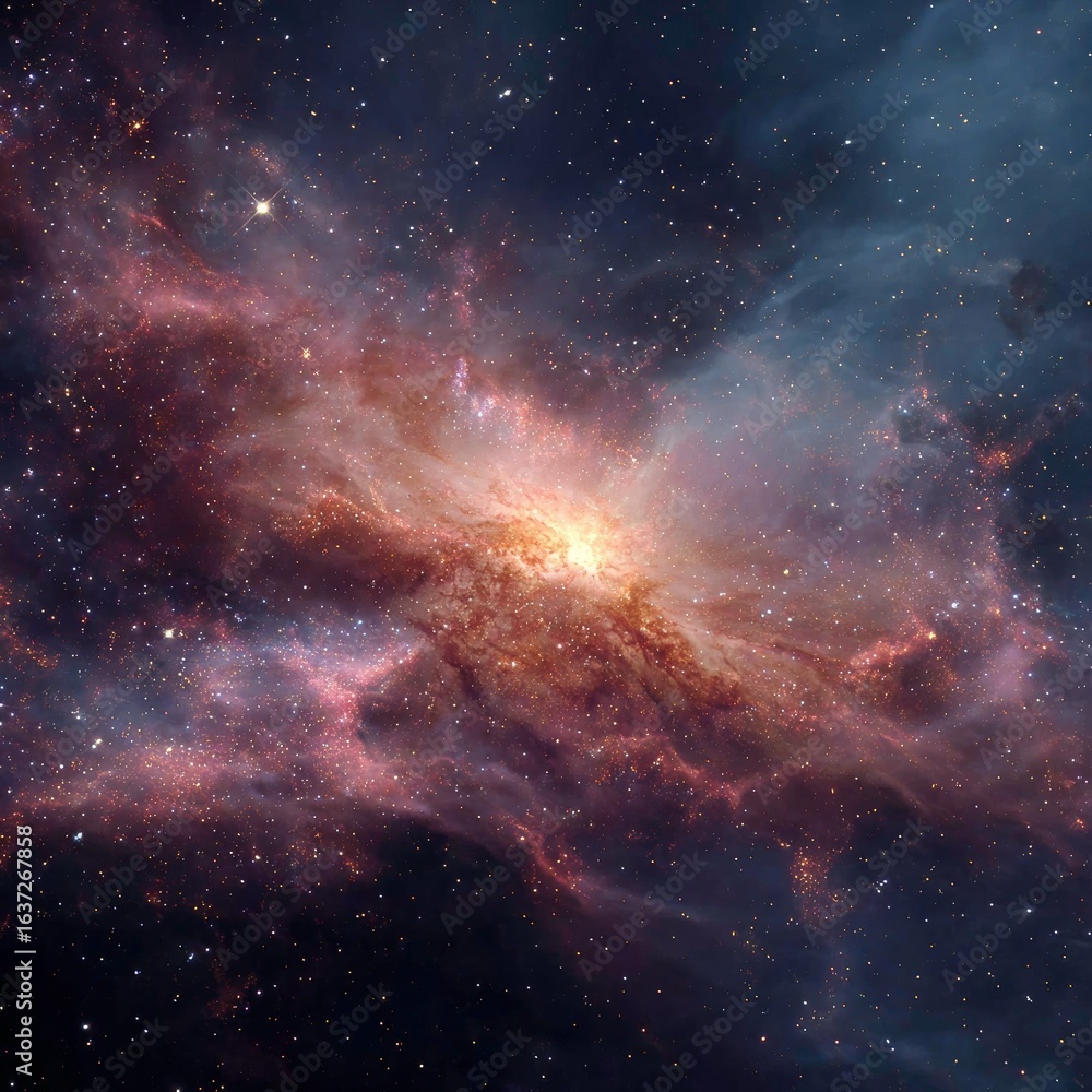 Naklejka premium Cosmic nebula, vibrant hues of space