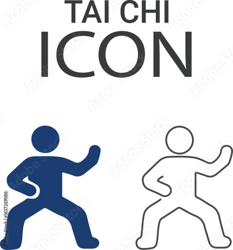 Tai chi Line art icons design. Containing massage, yoga, spa, relaxation, health, exercise, diet, wellbeing, meditation, aromatherapy, and more. Solid icon collection.