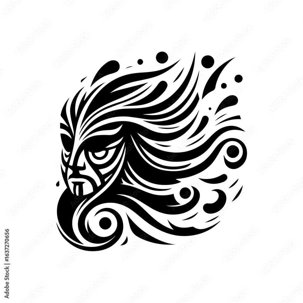 Obraz premium tribal mask of the dancer, flowing lines and dynamic shapes