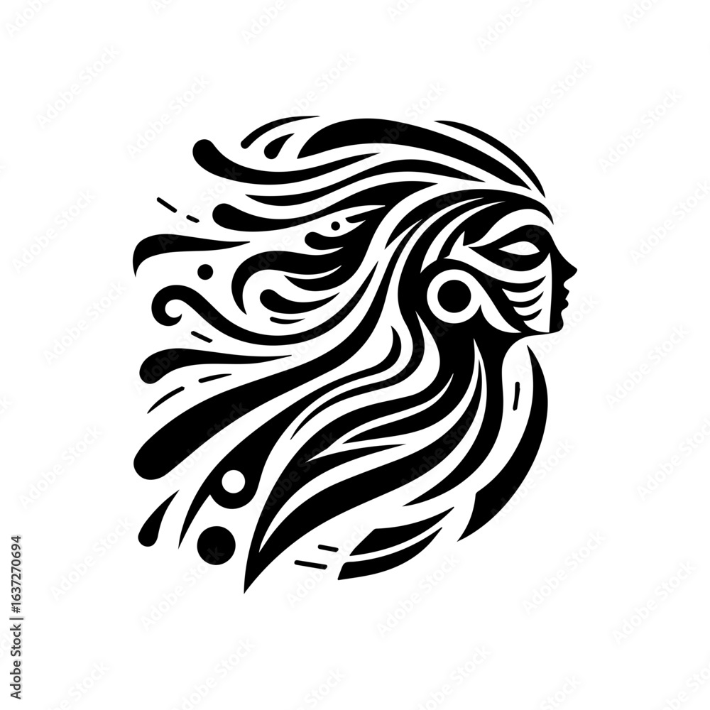 Obraz premium tribal mask of the dancer, flowing lines and dynamic shapes