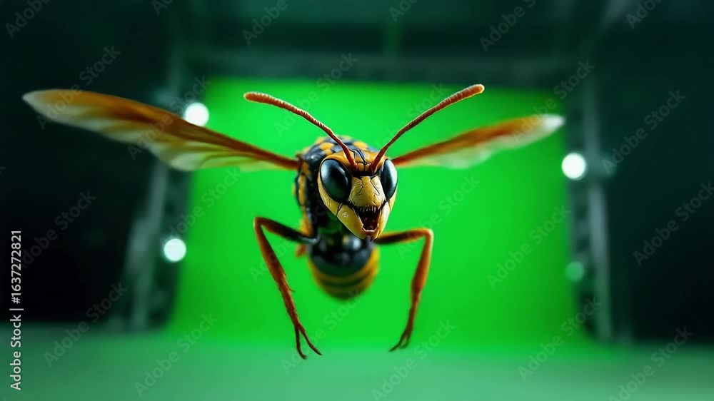 Wasp Fly Animation Animated wasp hovers in front of a green screen ready for visual ...