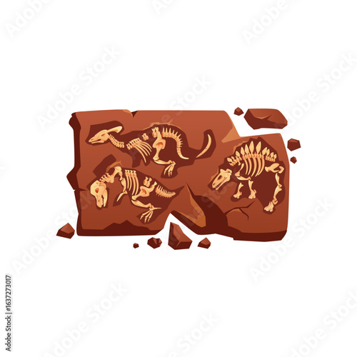 Prehistoric Dinosaur Fossils and Skeletons Unearthed in Rock Strata