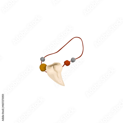 Primitive shark tooth necklace with decorative beads on a simple cord