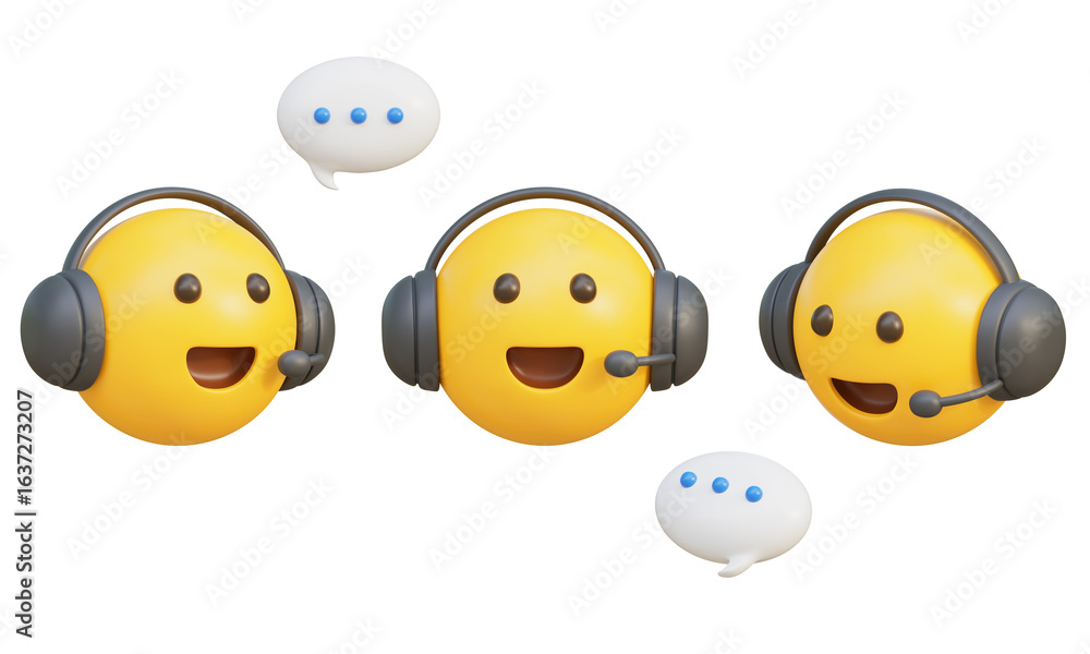 Obraz premium counselor wearing a talking headset emoji 3D graphic