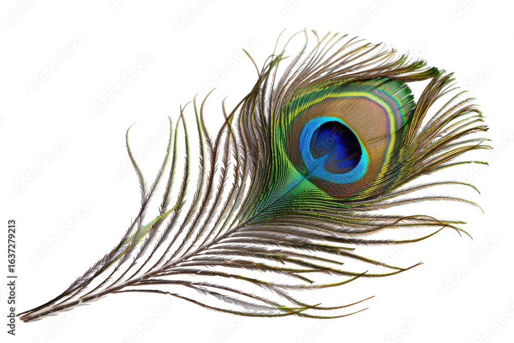 Obraz premium Close-up of a peacock feather, vibrant colors (3)