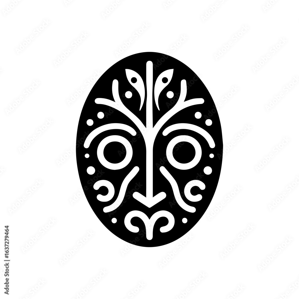 Fototapeta premium tribal mask symbolizing fertility, using plant or vine motifs