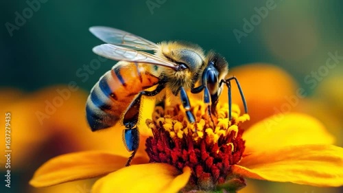 Honeybee on a vibrant flower