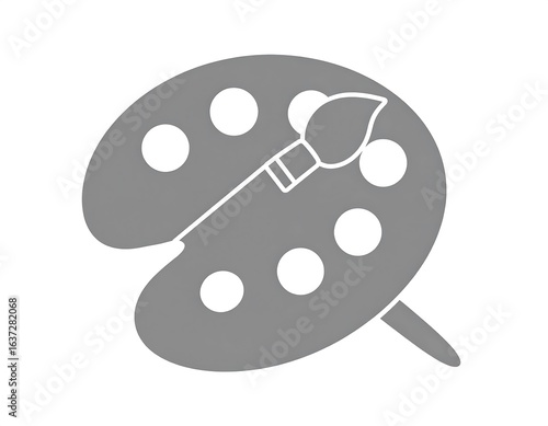 Gray paint palette and brush icon