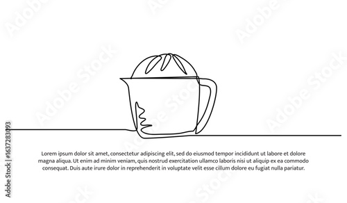 One line of citrus reamer. Abstract minimal continuous line.