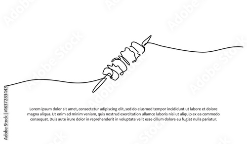 One line of satay. Abstract minimal continuous line.