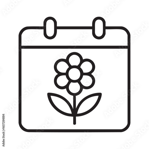 Blooming Schedule A Calendar Icon with a Flower Symbolizing Growth, Renewal, and the Beauty of Planning Events and Important Dates in Advance