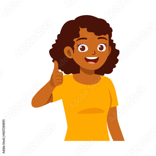 Smiling African American Woman Giving Thumbs Up Gesture with Positive Expression on White Background