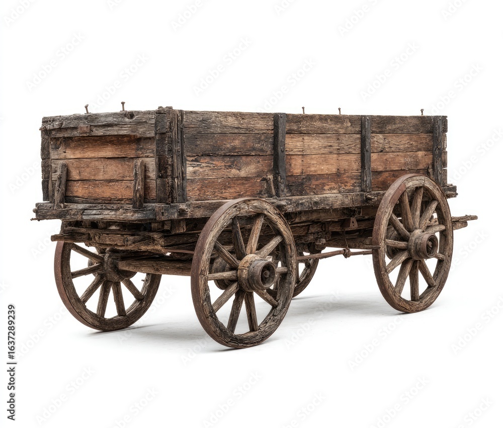 Fototapeta premium Aged wooden wagon, side view (1)