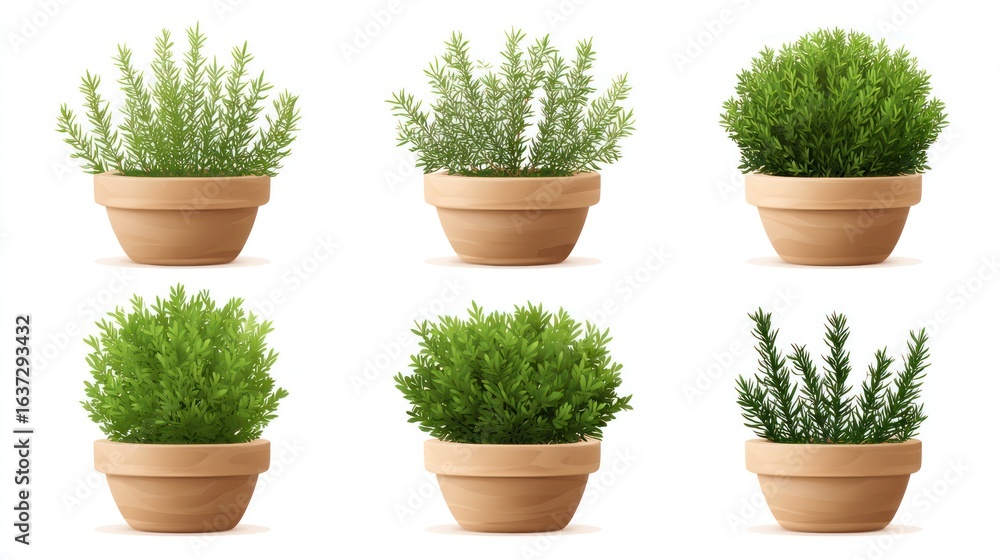 Fototapeta premium Potted plants illustration set