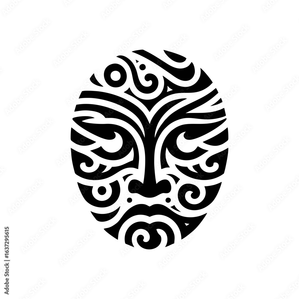 Naklejka premium Tribal masks showing wind, rotating or curved lines
