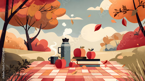 Autumn Picnic in Park.