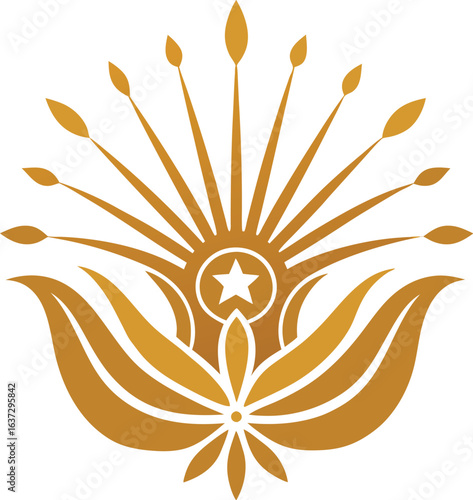 gilded floral crest curling stems radiant startup