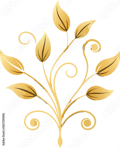 gilded floral ornament spiraling stems metallic 