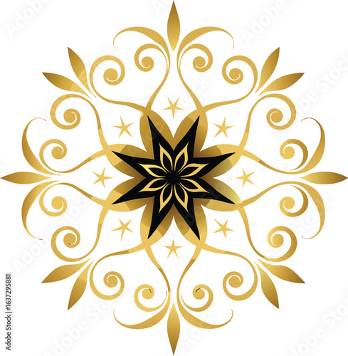 gilded floral ornament symmetrical spiral vines