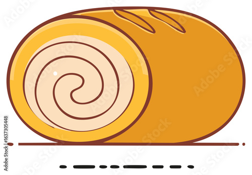 Cartoon style swiss roll illustration, isolated