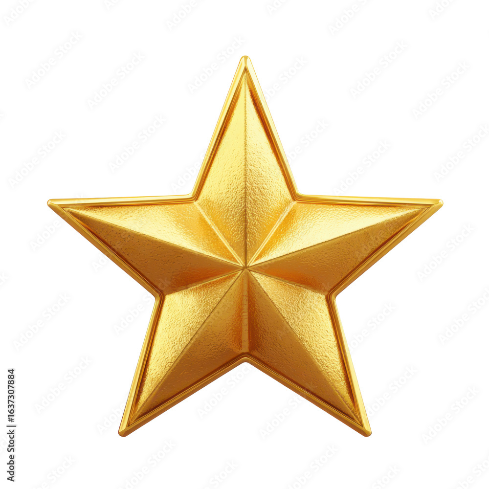 Fototapeta premium Golden star award with textured surface and sharp points metallic shiny, Isolated On White, Png Transparent, Cut Out