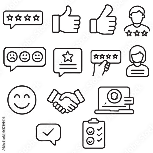 Customer satisfaction icons Containing rating, like, 
dislike, customer experience, review, client satisfaction, testimonial vector