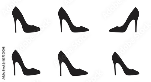 Elegant High Heel Shoes Pattern in Black and White Silhouette