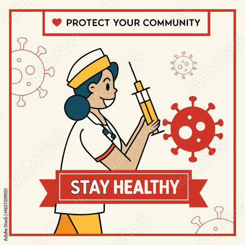 Vector poster encouraging vaccination in local languages genereed by ai