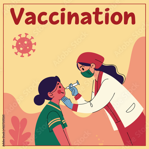 Vector poster encouraging vaccination in local languages genereed by ai