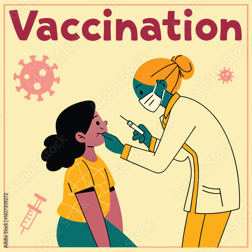 Vector poster encouraging vaccination in local languages genereed by ai