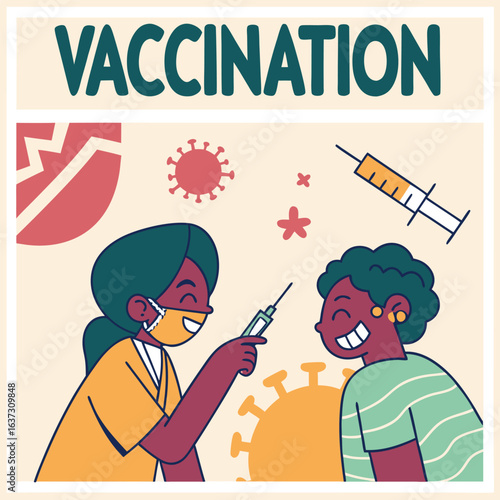 Vector poster encouraging vaccination in local languages genereed by ai