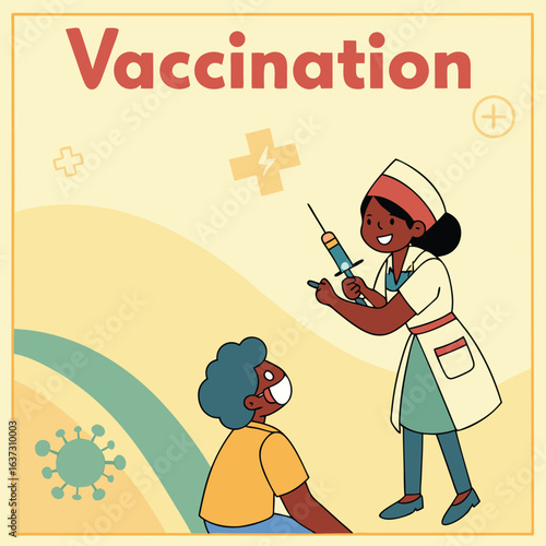 Vector poster encouraging vaccination in local languages genereed by ai