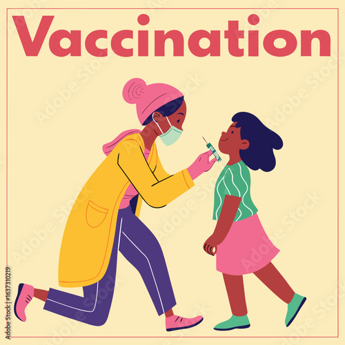 Vector poster encouraging vaccination in local languages genereed by ai