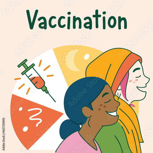 Vector poster encouraging vaccination in local languages genereed by ai