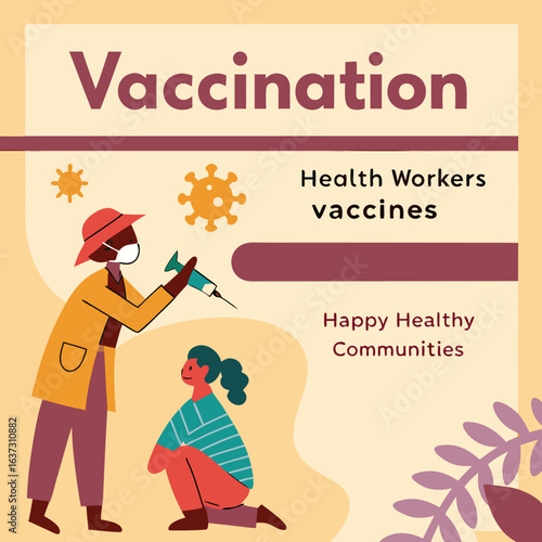 Vector poster encouraging vaccination in local languages genereed by ai
