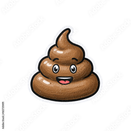 Happy Poop Emoji Illustration Cartoon Style Brown