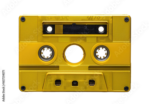 Bright yellow audio cassette tape (1)