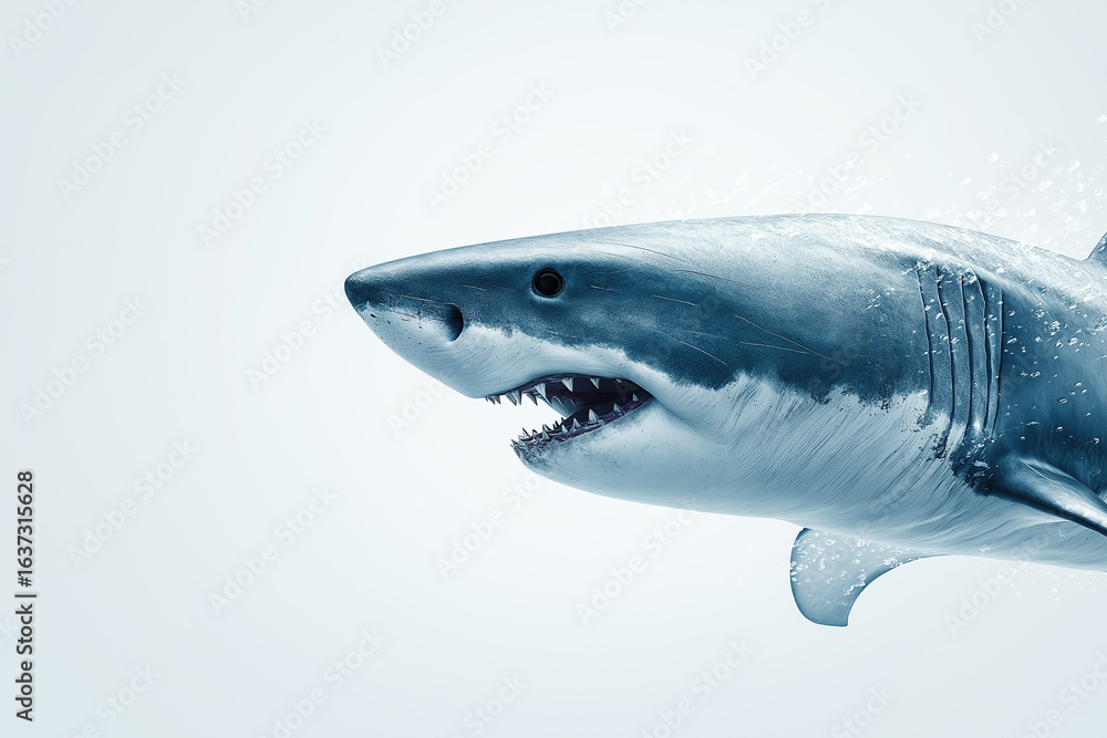 Naklejka premium shark, fish, underwater, sea, ocean, water, blue, reef, animal, swimming, marine, predator, dolphin, grey, sharks, danger, white, diving, teeth, aquarium, great, jaws, wildlife, caribbean, tropical,