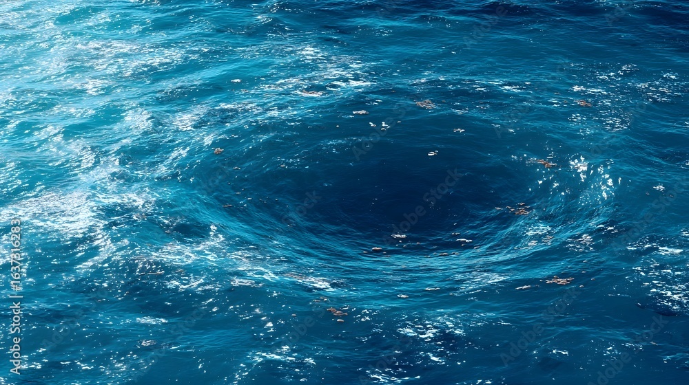 Obraz premium Deep blue ocean water swirling in a vortex.