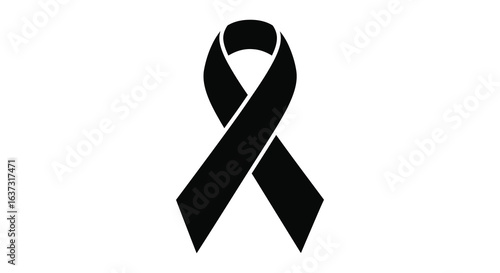 Black Awareness Ribbon Symbol on White Background silhouette