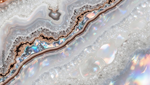 Abstract Marble Agate Pattern with Metallic Rose Gold