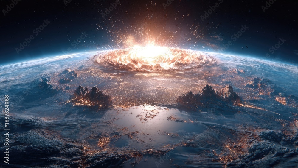 Fototapeta premium Massive cosmic impact on Earth