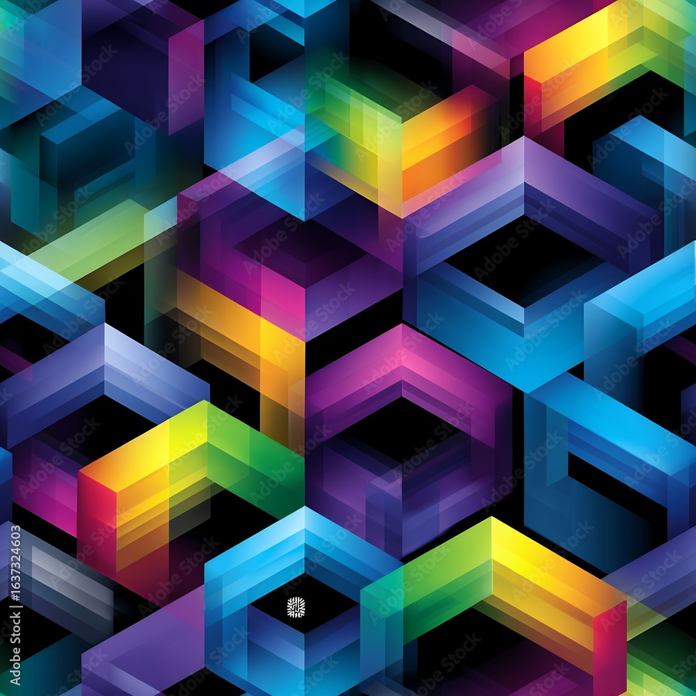 Obraz premium Vibrant Colorful Hexagon Geometric Pattern Background