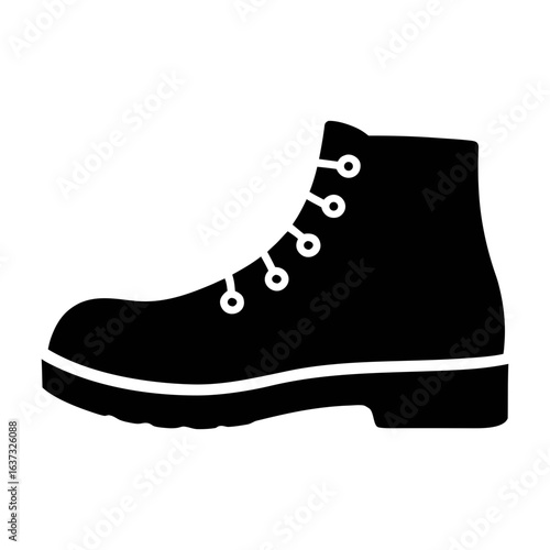 Black leather ankle boot icon vector illustration for fashion and footwear design projects usage