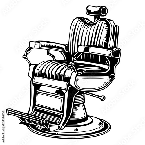 Vintage barber chair isolated on white background