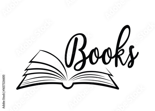 Open book layout with bold books text