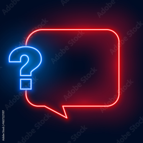 neon style question mark symbol empty background with chat box design
