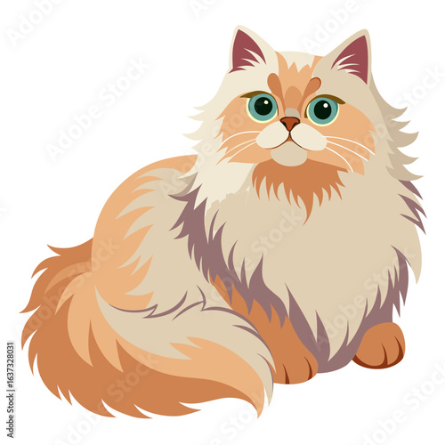 vector illustration of persian cat, lying graceful, abstract