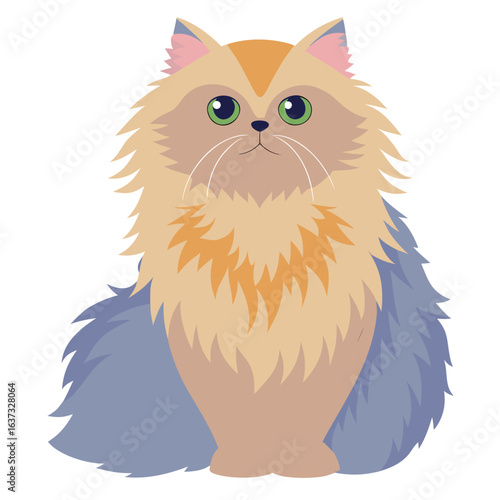 vector illustration of persian cat, sitting elegant, flat design