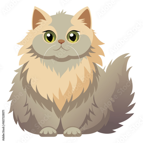 vector illustration of persian cat, sitting elegant, flat design